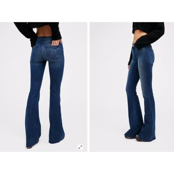 Mcguire Jeans Womens‎ 24x34 Majorelle Flare Leg Denim Pants Hippie Gypsy Raw Hem